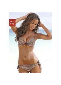 Push-Up-Bikini Buffalo, Damen, Gr. 36, Cup AA, braun (braun bedruckt), Xtra Life LYCRA, bedruckt, gestreift, Bikini-Sets, Mit trendigem Streifendruck