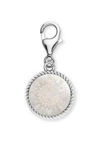 Charm-Einh&auml;nger Engelsrufer "Windrose", bunt (silberfarben, wei&szlig;), Charms, Damen, Silber 925 (Sterlingsilber), mit Perlmutt
