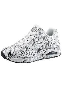 Sneaker Skechers "UNO-PROCESS SKETCH", Damen, Gr. 38, schwarz-wei&szlig; (wei&szlig;, schwarz), Lederimitat, Schuhe Sneaker, mit coolem Sketchprint, Freizeitschuh, Halbschuh, Schn&uuml;rschuh