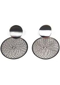 Paar Ohrstecker Firetti "rund, kreisf&ouml;rmig, rhodiniert", grau (metallfarben), Ohrringe, Damen, Metall