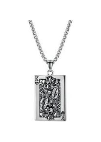 Kette mit Anh&auml;nger Firetti "Schmuck Geschenk Poker Skull", schwarz (edelstahlfarben, schwarz, vintage), Halsketten, Herren, Edelstahl, L: 55 B: 3mm, B:3mm