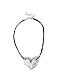 Kette mit Anh&auml;nger Firetti "Herz, doppelreihige Kette, matt, gl&auml;nzend", schwarz (metallfarben, schwarz), Halsketten, Damen, Leder Metall, L: 53, Leder, Metall