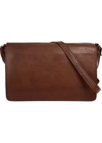 Umh&auml;ngetasche CLUTY, Damen, Gr. B/H/T: 27cm x 17cm x 10cm onesize, braun (cognac), Leder, vintage, Taschen Umh&auml;ngetasche, echt Leder