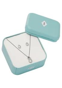 Ohrring und Ketten Set Fossil "Schmuck Geschenk Edelstahl Tropfen", silber (edelstahlfarben, kristallwei&szlig;, kristallwei&szlig;), Schmuck_Sets, Damen, Edelstahl, Perlen, mit Perlmutt und Glassteinen