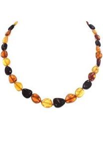 Collier Firetti "Schmuck Geschenk Halsschmuck Halskette Farbstein Edelstein Bernstein", gold (gelbgoldfarben, mehrfarbig), Halsketten, Damen, Bernstein Messing Nylon, L: 45, Bernstein, Messing, Nylon, Collier, Made in Germany - mit Bernstein