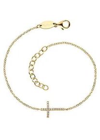 Silberarmband Engelsrufer "Armband Armkette Kreuz", gold (gelbgoldfarben, kristallwei&szlig;, kristallwei&szlig;), Armb&auml;nder, Damen, 20cm, Silber 925 (Sterlingsilber), Silberarmband, mit Zirkonia (synth.)