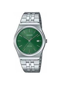 Quarzuhr, silber (edelstahlfarben, grasgr&uuml;n), Casio TIMELESS COLLECTION, Armbanduhren, Damen, Quarzuhr, Armbanduhr, Herrenuhr, Damenuhr, Jugendliche, Datum, Edelstahlarmband