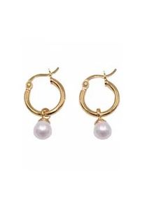 Paar Creolen Firetti "Schmuck Geschenk, Ohrschmuck Perle", gold (gelbgoldfarben, wei&szlig;), Ohrringe, Damen, 6,1mm, Perlen Silber 925 (Sterlingsilber), Perlen, Silber 925 (Sterlingsilber), Made in Germany - mit S&uuml;&szlig;wasserzuchtperle