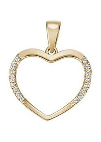 Kettenanh&auml;nger Firetti "Schmuck Geschenk Silber 925 Halsschmuck Anh&auml;nger Herz "LIEBE", gold (gelbgoldfarben, kristallwei&szlig;, kristallwei&szlig;), Schmuckanh&auml;nger, Damen, Silber 925 (Sterlingsilber), 1,1 g, Kettenanh&auml;nger, mit Zirkonia (synth.)