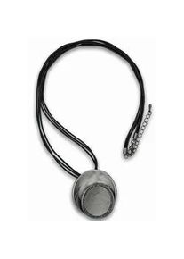 Lange Kette Firetti "rund, Kreis auf Kreis", grau (h&auml;matitfarben, schwarz, grau), Halsketten, Damen, Metall Polyester, L: 84, Metall, Polyester, mit Glasstein