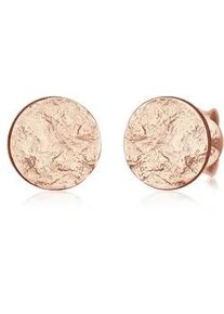 Paar Ohrstecker Elli "Pl&auml;ttchen Rund Struktur Silber 925", rosegold, Ohrringe, Damen, onesize, ohne Stein, Silber 925 (Sterlingsilber)