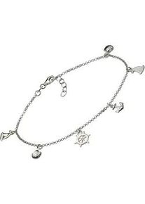 Fu&szlig;kette Vivance "925 Sterling Silber rhodiniert maritime Motive", wei&szlig;, Fu&szlig;ketten, Damen, 23+2cm, Silber 925 (Sterlingsilber), gl&auml;nzend