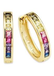 Paar Creolen Bruno Banani "Schmuck Geschenk Silber 925 Ohrschmuck Ohrringe Regenbogen", gold (gelbgoldfarben, mehrfarbig, mehrfarbig), Ohrringe, Damen, 18,1mm, Silber 925 (Sterlingsilber), mit Zirkonia (synth.)