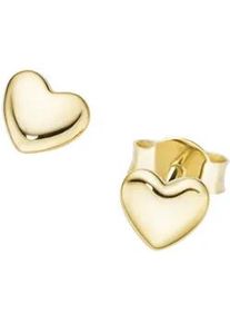 Paar Ohrstecker Luigi Merano "mit kleinen Herzen, bombiert, Gold 375", gold, Ohrringe, Damen, Gelbgold 375