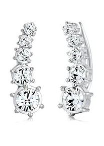Paar Ohrstecker Elli "Earcuff Klassik 925 Silber, mit Kristallen von Swarovski", silber, Ohrringe, Damen, onesize,mit Steinen, Silber 925 (Sterlingsilber)