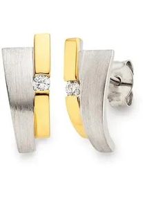 Paar Ohrstecker Bruno Banani "Schmuck Geschenk Silber 925 Ohrschmuck Ohrringe Glitzerstein", gold (silberfarben, gelbgoldfarben, kristallwei&szlig;, kristallwei&szlig;), Ohrringe, Damen, Silber 925 (Sterlingsilber), Ohrstecker Ohrring Creolen Ohrschmuck, mit Zirkonia (synth.)