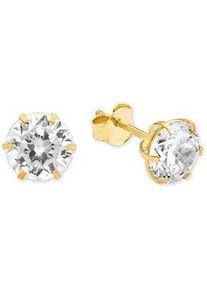 Paar Ohrstecker Amor "2013836", gold (gelbgoldfarben), Ohrringe, Damen, 8mm, Gelbgold 375, mit Zirkonia (synth.)