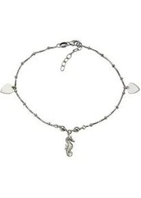Fu&szlig;kette Vivance "925 Silber rhodiniert Herz Seepferdchen", wei&szlig;, Fu&szlig;ketten, Damen, 23+2,5cm, Silber 925 (Sterlingsilber), gl&auml;nzend