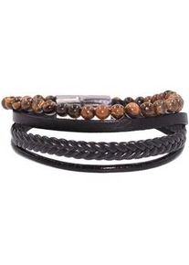 Lederarmband Firetti "Schmuck Geschenk Armschmuck Edelsteinarmband Tigerauge", silber (schwarz, braun, edelstahlfarben, braun), Armb&auml;nder, Herren, 20cm, Edelstahl Leder, Edelstahl, Leder, Lederarmband, Made in Germany - mit Tigerauge