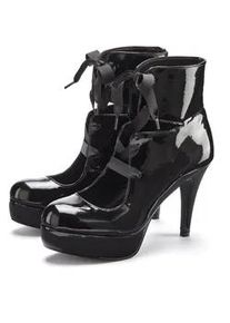 High-Heel-Sandalette "Stiefelette mit Plateau", Damen, Gr. 36, schwarz, Obermaterial: 100% Lederimitat. Decksohle: 100% Lederimitat. Futter: 100% Lederimitat. Laufsohle: 100% Synthetik, Lascana BELLE AFFAIRE, gl&auml;nzend, unifarben, Schuhe Schaftpumps Schn&uuml;rpumps Schn&uuml;rstiefelette, Halbschuh, Sandalette zum Schn&uuml;ren, Lackoptik