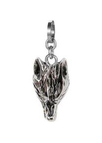 Kettenanh&auml;nger Kingka "Wolf", schwarz (edelstahlfarben, schwarz), Schmuckanh&auml;nger, Herren, Edelstahl, 4,64 g, Kettenanh&auml;nger