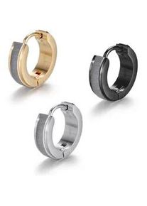 Creolen-Set Firetti "Multipack Schmuck Geschenk Ohrschmuck Creolenset", gelb (edelstahlfarben, gelbgoldfarben, schwarz), Ohrringe, Damen, Edelstahl