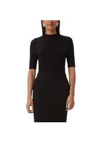 Strickpullover comma, Damen, Gr. 34, schwarz, Feinstrick, Obermaterial: 81% Viskose, 17% Polyamid, 2% Elasthan, unifarben, k&ouml;rpernah normal, Rundhals, Pullover Strickpullover, mit Turtleneck, halbarm