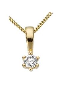 Kettenanh&auml;nger Firetti "Schmuck Geschenk Gold 750 Halsschmuck Anh&auml;nger Halskette Solit&auml;r", gold (gelbgoldfarben, g1=get&ouml;nt, 1), Schmuckanh&auml;nger, Damen, 0,1 LR = lupenrein, Diamanten Gelbgold 750, 0,35 g, Diamanten, Gelbgold 750, Kettenanh&auml;nger, mit Brillant in Krappenfassung