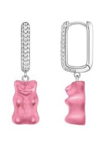 Single-Creole Thomas Sabo "Thomas Sabo x HARIBO Schmuck: Gro&szlig;e Einzel-Creole mit Goldb&auml;r", pink (silberfarben, pink, kristallwei&szlig;, pink, kristallwei&szlig;), Ohrringe, Damen, Silber 925 (recycelt), mit Kristallglas, Zirkonia (synth.)