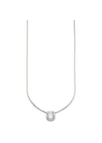 Kette mit Anh&auml;nger Bruno Banani "Schmuck Geschenk Silber 925 Halsschmuck Halskette Schlangenkette Stein", silber (silberfarben, kristallwei&szlig;), Halsketten, Damen, Silber 925 (Sterlingsilber), L: 45, mit Zirkonia (synth.), Korund (synth.) oder Spinell (synth.)