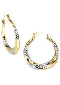 Paar Creolen Firetti "Schmuck Geschenk Gold 375 Ohrschmuck Creole", silber (gelbgoldfarben, silberfarben), Ohrringe, Damen, 20mm, Gelbgold 375