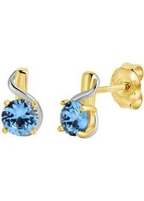 Paar Ohrstecker Firetti "Schmuck Geschenk Silber 925 Ohrschmuck Edelstein Spinell", blau (gelbgoldfarben, silberfarben, hellblau, hellblau), Ohrringe, Damen, Silber 925 (Sterlingsilber), mit Spinell (synth.)