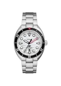 Quarzuhr Fossil "BREAKER", silber (silberfarben, wei&szlig;), Armbanduhren, Damen, Quarzuhr, Armbanduhr, Herrenuhr, Damenuhr, Datum, Edelstahlarmband