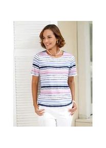 Rundhalsshirt Casual Looks "Shirt", Damen, Gr. 46, bunt (bleu, ros&eacute;, geringelt), 100% Baumwolle, gemustert, gestreift, mehrfarbig, Rundhals, Shirts Rundhalsshirt