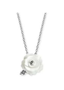 Kette mit Anh&auml;nger Engelsrufer "Rose", bunt (silberfarben, wei&szlig;), Halsketten, Damen, Silber 925 (Sterlingsilber), L: 44 B: 1,33mm, mit Perlmutt (synth.), B:1,33mm