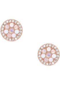 Paar Ohrstecker Fossil "Schmuck Geschenk Edelstahl Ohrringe SADIE", rosa (edelstahlfarben, ros&eacute;goldfarben, rosa, kristallwei&szlig;, kristallwei&szlig;), Ohrringe, Damen, 10mm, Edelstahl, mit Glasstein - mit Perlmutt