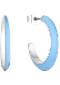 Paar Creolen s.Oliver "2037974", bunt (edelstahlfarben, hellblau), Ohrringe, Damen, 23mm, Edelstahl, mit Emaille