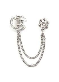 Brosche Firetti "Schmuck Geschenk Ansteckschmuck Glieder Schneeflocke, Mond, Hirsch", wei&szlig; (silberfarben,, kristallwei&szlig;, kristallwei&szlig;), Broschen, Damen, Metall, Brosche, mit Glasstein