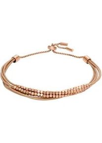 Armband Fossil "Schmuck Geschenk Edelstahl Leder Armschmuck JEWELRY", rosa (ros&eacute;goldfarben, nude), Armb&auml;nder, Damen, 21,6cm, Edelstahl Leder, Edelstahl, Leder, Armband
