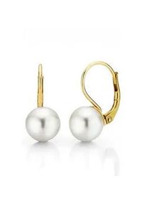 Paar Ohrh&auml;nger Firetti "Schmuck Geschenk Gold 375 Ohrschmuck Patentbrisur Perle" Gr. 9, gold (gelbgoldfarben, wei&szlig;), Ohrringe, Damen, 9, Gelbgold 375 Perlen, Gelbgold 375, Perlen, Made in Germany - mit S&uuml;&szlig;wasserzuchtperle