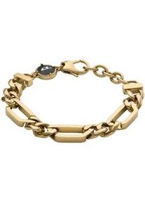 Armband Diesel "Schmuck Edelstahl Armschmuck Panzerkette GOLD-TONE CHAIN", schwarz (gelbgoldfarben, schwarz), Armb&auml;nder, Damen, Edelstahl, Armband