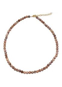Collier Firetti "Schmuck Geschenk Halsschmuck Halskette Farbstein Edelstein Jaspis", braun (gelbgoldfarben, braun), Halsketten, Damen, Messing Nylon, L: 50, Messing, Nylon, Collier, Made in Germany - mit Jaspis