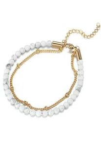 Fu&szlig;kette Firetti "Schmuck Geschenk K&ouml;rperSchmuck", gold (gelbgoldfarben, wei&szlig;, wei&szlig;), Fu&szlig;ketten, Damen, Edelstahl, mit T&uuml;rkis, Achat oder Dumortierit