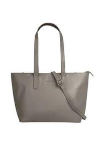 Shopper Bruno Banani, Damen, Gr. B/H/T: 30cm x 25cm x 14cm onesize, grau, Leder, leicht gl&auml;nzend, unifarben, Taschen Shopper, echt Leder
