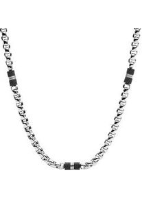 Edelstahlkette Fossil "Schmuck Geschenk Edelstahl Halskette MENS DRESS", schwarz (edelstahlfarben, schwarz), Halsketten, Damen, Edelstahl, L: 50 B: 4mm, Edelstahlkette, B:4mm