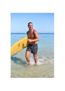 Badeshorts Kangaroos, Herren, Gr. L (52), N-Gr, schwarz (schwarz bedruckt), Recycling-Polyester, bedruckt, Badehosen Badeshorts, mit Melange-Effekt