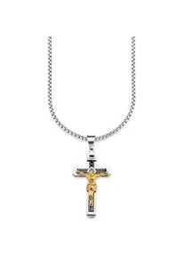 Kette mit Anh&auml;nger Bruno Banani "Schmuck Geschenk Halskette Kreuz Venezianerkette Gravur INRI", silber (edelstahlfarben), Halsketten, Herren, Edelstahl, L: 55 B: 3mm, B:3mm