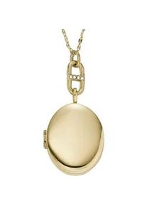 Kette mit Anh&auml;nger Fossil "Schmuck Geschenk Edelstahl Halskette JEWELRY", gold (gelbgoldfarben, kristallwei&szlig;), Halsketten, Damen, Edelstahl, L: 45, mit Glasstein