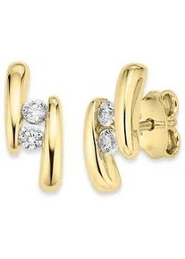 Paar Ohrstecker Bruno Banani "Schmuck Geschenk Silber 925 Ohrschmuck Ohrringe Glitzerstein", gold (gelbgoldfarben, wei&szlig;, kristallwei&szlig;), Ohrringe, Damen, Silber 925 (Sterlingsilber), mit Zirkonia (synth.)