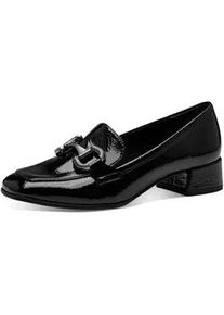 Slipper Tamaris, Damen, Gr. 37, schwarz, Lacksynthetik, unifarben, Schuhe Slipper, Blockabsatz, Pumps, Businessschuh mit modischer Zierspange